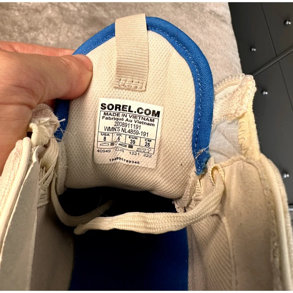 Sorel Out N About 718 Mid Sneakers White Chalk Blue Womens Size 8